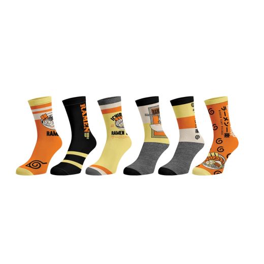 Naruto Shippuden Ramen 6 Pack Crew Socks