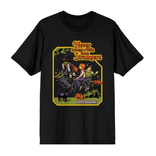 Steven Rhodes Never Accept A Ride from Strangers Black T-Shirt