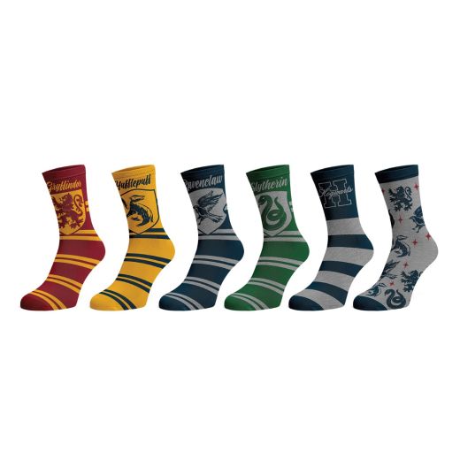 Harry Potter Hogwarts Houses 6 Pack Crew Socks