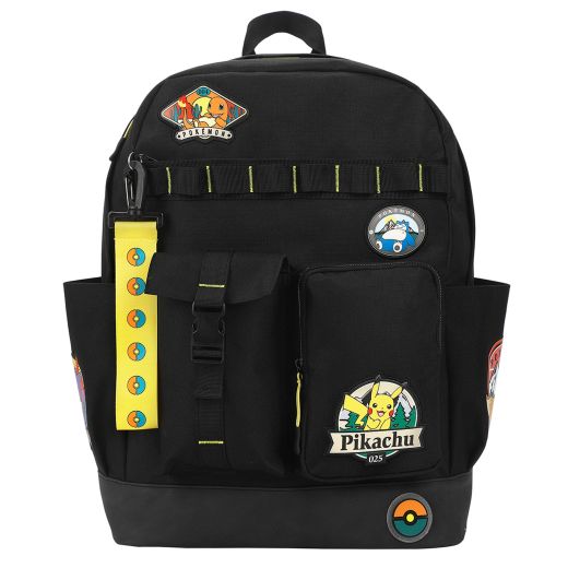 POKEMON - Pikachu Gengar Eevee Snorlax Charmander Patches Black Backpack