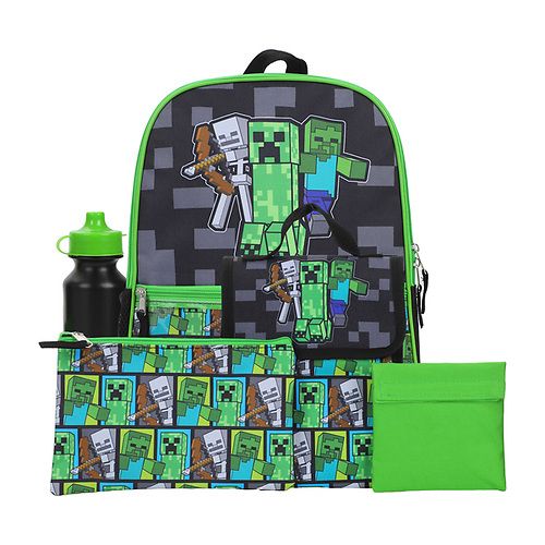 MINECRAFT - 5 PC Youth Backpack Set
