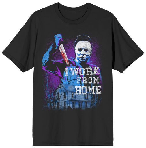 HALLOWEEN - Michael Myers I Work From Home Adult Black Tee