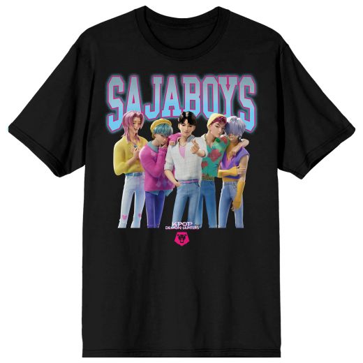 KPop Demon Hunters Saja Boys on Black Short Sleeve Adult T Shirt