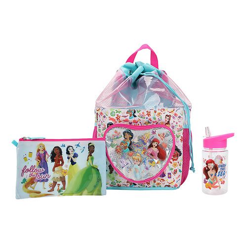 Bioworld | DISNEY - Princess Beach Drawstring Backpack Bag 3 Piece Set ...