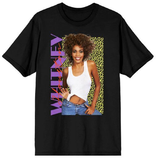 Bioworld Whitney Houston 90s Script Men's T-Shirt - Black Graphic Tee - View #2