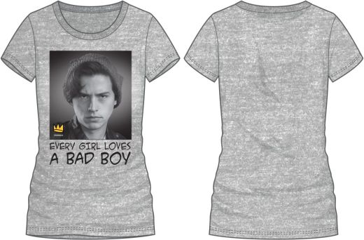 RIVERDALE - Every Girl Loves A Bad Boy Juniors Athletic Grey Crew Tee