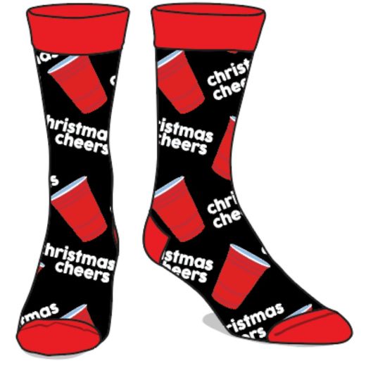 UGLY CHRISTMAS - Christmas Cheers AOP Black/Red Crew Socks