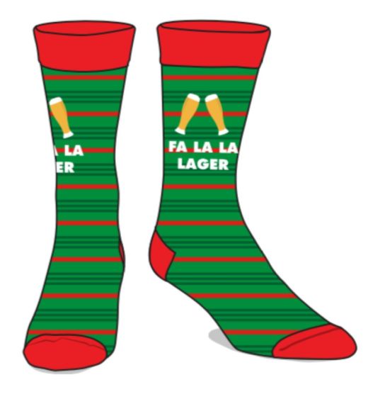 UGLY CHRISTMAS - Fa La La Lager Green/Red Crew Socks