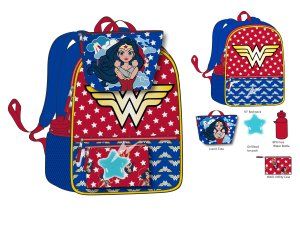 DC Comics Wonder Woman 16" 5 Piece Kids School Backpack Set