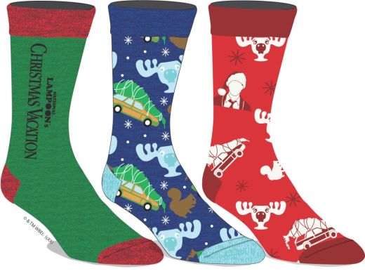 National Lampoon's Christmas Vacation Mens Crew Socks 3 Pack