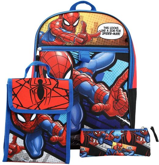 Marvel's Spider-Man Backpack and Folding Lunch 5 piece Set