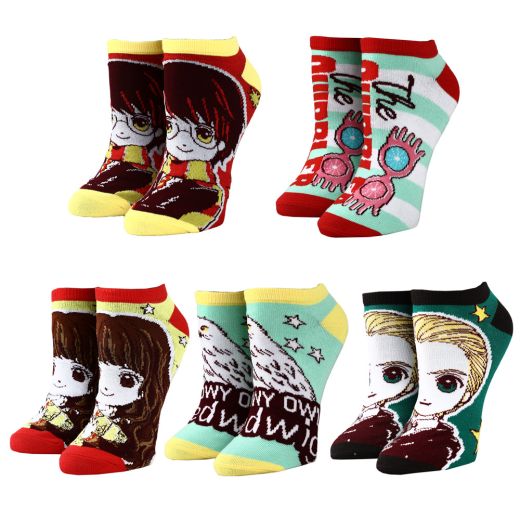 Harry Potter Anime Style Characters Womens 5 Pack Ankle Socks