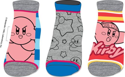 Kirby Action 3 Pack Womens Juniors Ankle Socks