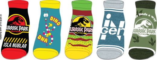 Jurassic Park Logos Themed 5 Pack Womens Juniors Ankle Socks