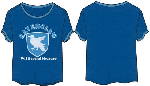 HARRY POTTER - Ravenclaw Crest Wit Junior Ringer Blue 8PPK (XS-1,S-2,M-2,L-2,XL-1)