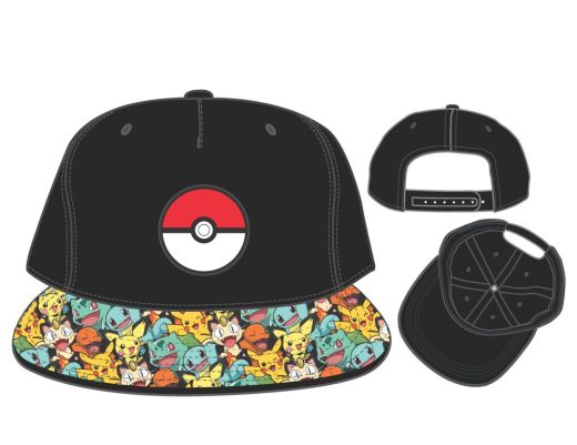 Pokemon Pokeball Favourite Characters Black Snapback Hat