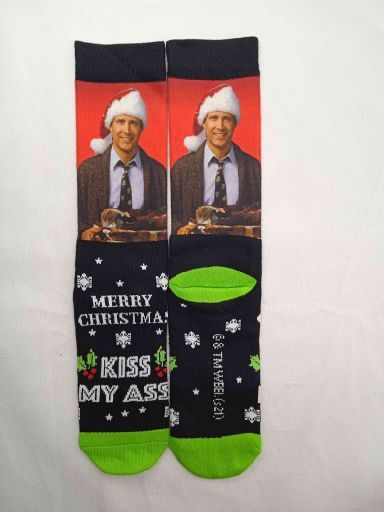 WBS -   “Merry Christmas Kiss My ---” Panel Print Crew Socks