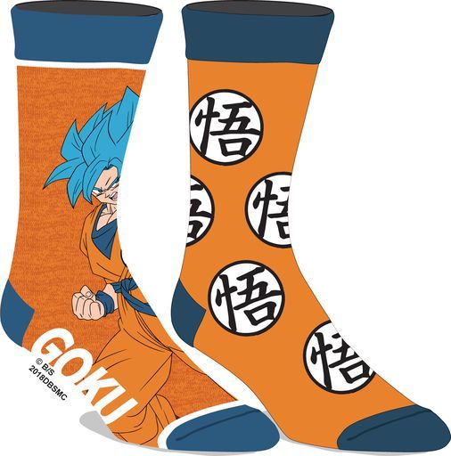 Dragon Ball Super Saiyan Goku Kanji 2 Pack Crew Socks