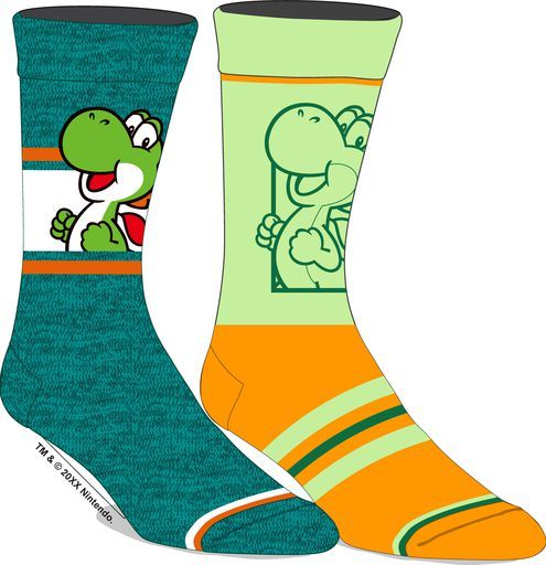 Super Mario Bros Yoshi Character 2 Pack Crew Socks