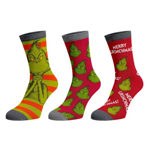 The Grinch Themed 3 Pack Crew Socks
