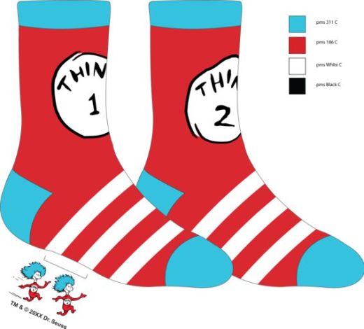 The Cat In The Hat Thing 1 Thing 2 Striped 2 Pack Crew Socks