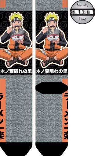 Naruto Eating Ramen Kanji Crew Socks