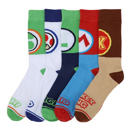 SUPER MARIO -  icons on colorblock 5 pair casuals Socks