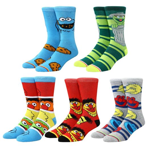 Sesame Street Characters 5 Pack Crew Socks
