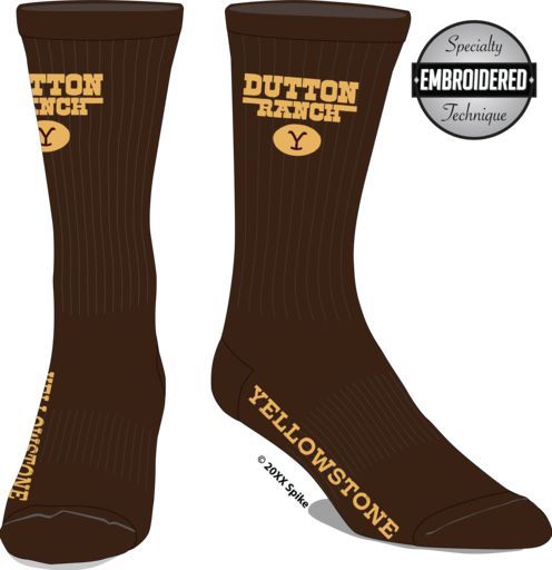 YELLOWSTONE - Embroidered Logo Men's Socks Brown