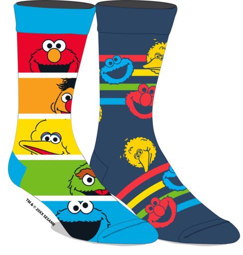Sesame Street Character Collage 2 Pack Crew Socks
