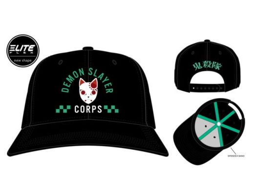 Demon Slayer Corps Elite Flex Pre-Curved Bill Snapback Hat Black, Black, One Size