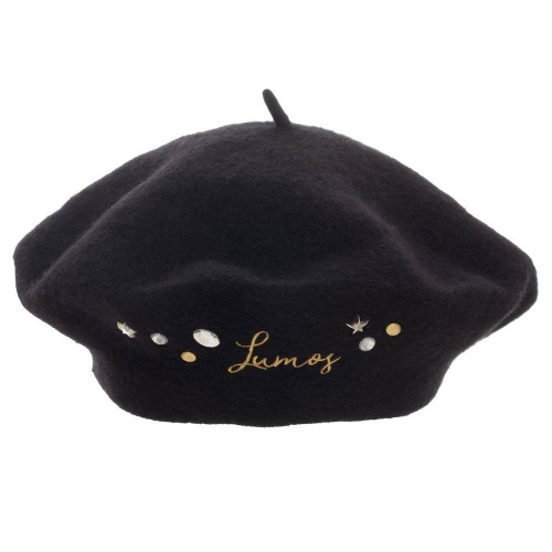 HARRY POTTER - Lumos Embroidery Black Felt Beret