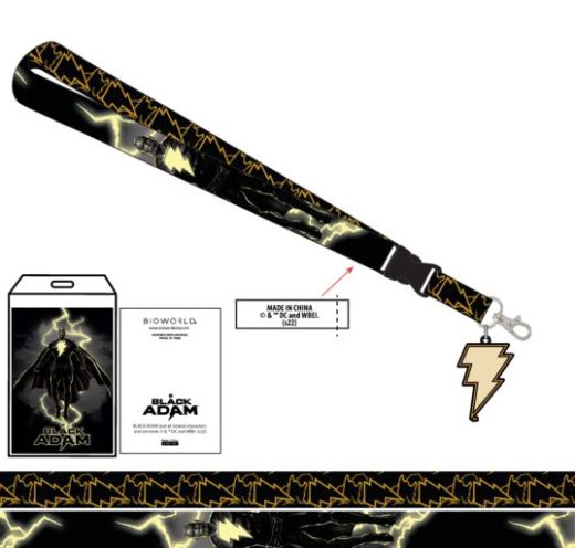 DC COMICS -Black Adam Sublimated Strap With ID Holder & Rubber Charm breakaway Lanyard