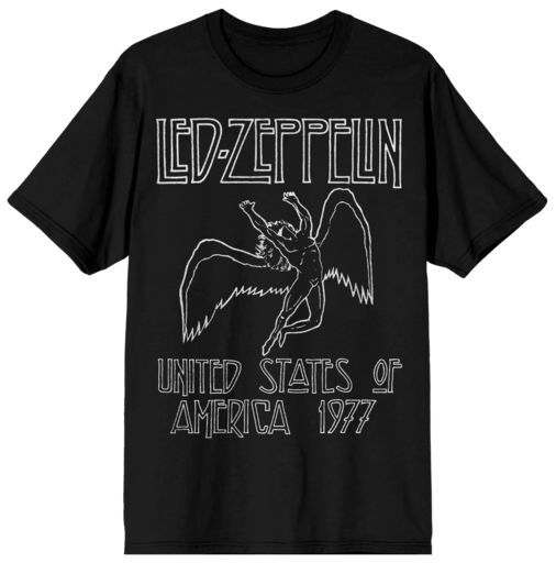 LED ZEPPLIN - United States of America 1977 Outline Mens Black Tee