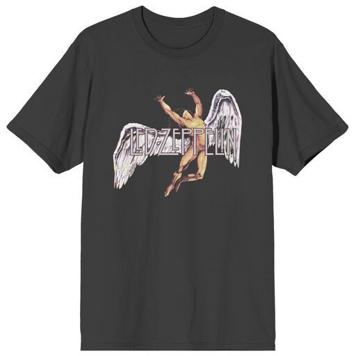 LED ZEPPLIN - Angel and Logo Mens Charcoal Tee