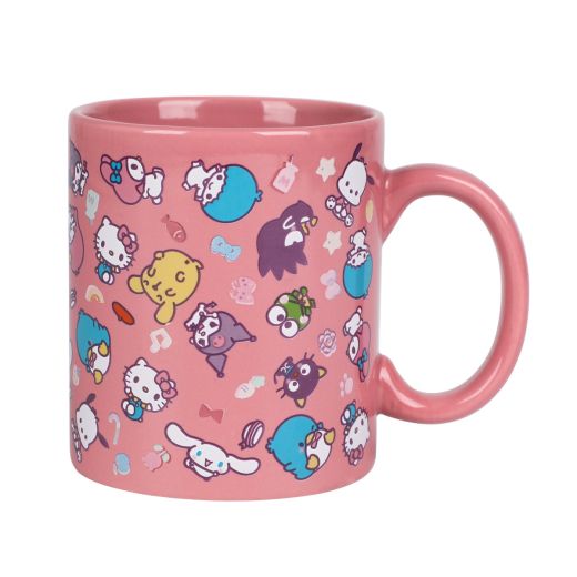 Hello Kitty - Characters All Over Pattern Pink 16 ounce Ceramic