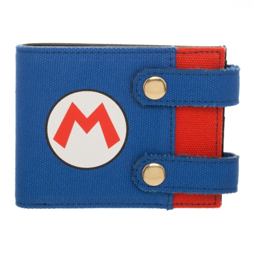 Super Mario Bros Symbol Overalls Bifold Snap Wallet