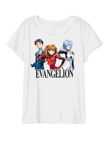 NEON EVANGELION - WHITE WITH CHARACTERS & LOGO LADIES TEE 6PPK (S-1,M-2,L-2,XL-1)