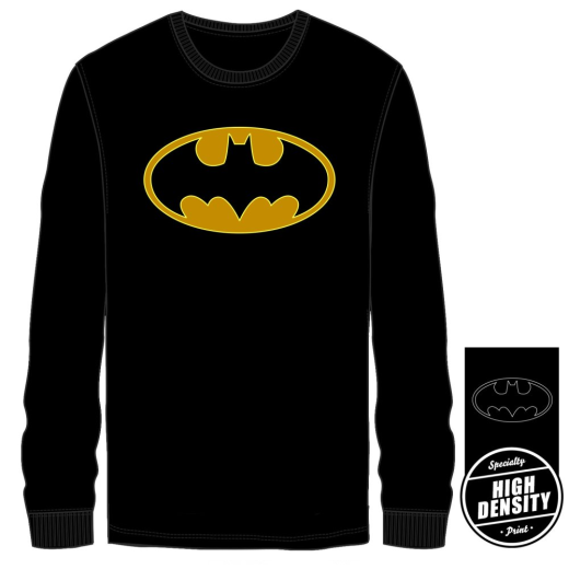 BATMAN - S Logo High Density Outline Men's Black LS Tee