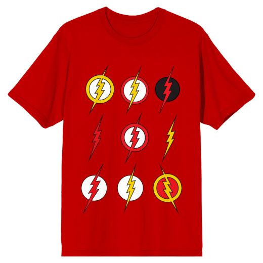 DC COMICS - FLASH - Nine Different Logos Men's Red Tee PPK (S-1,M-2,L-2,XL-1)