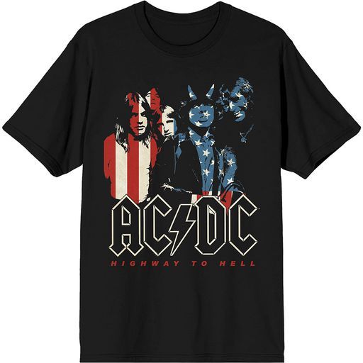 ACDC - American Flag Highway to Hell Mens Black Tee