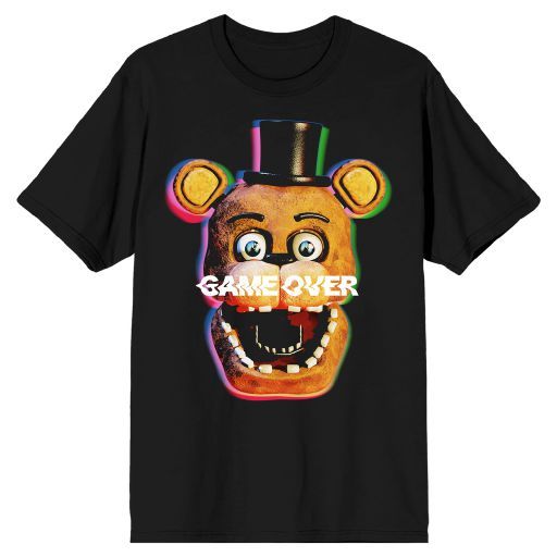 FIVE NIGHTS AT FREDDYS - Freddys Face Game Over Mens Black Tee