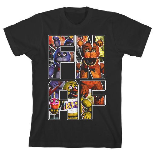 FIVE NIGHTS AT FREDDYS - FNAF Characters Collage Black Youth Tee