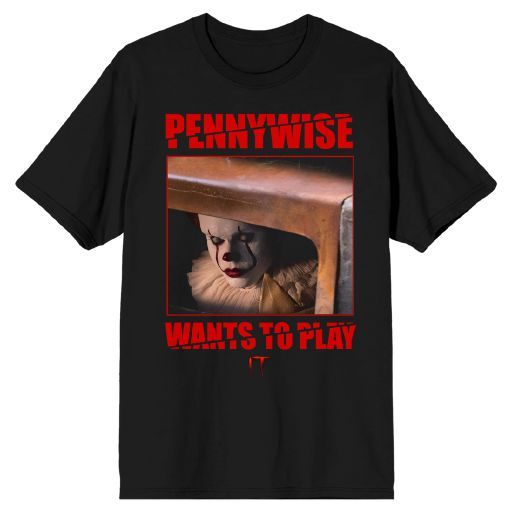 IT - Pennywise Wants to Play Mens Black Tee