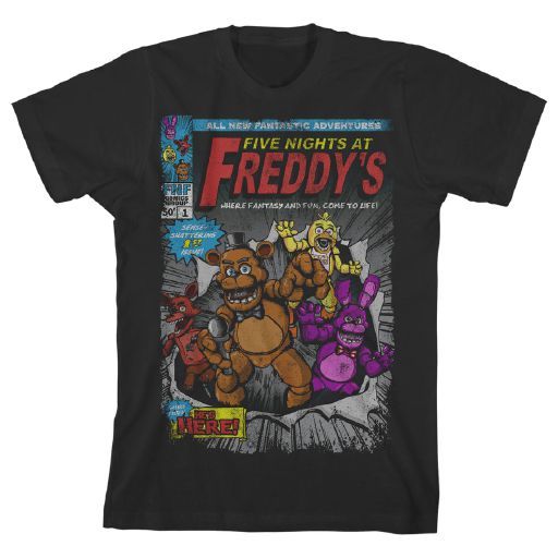 FIVE NIGHTS AT FREDDYS - Characters Comic Art Black Youth Tee