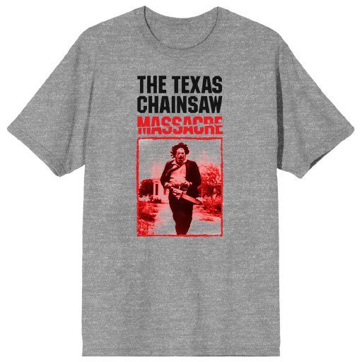 TEXAS CHAINSAW - Running with Chainsaw Mens Heather Grey Tee