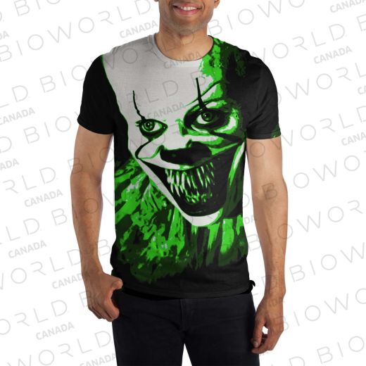 IT CHAPTER 2 -  Pennywise Bel Print Men's Black White Green Tee PPK (S-1,M-2,L-2,XL-1)