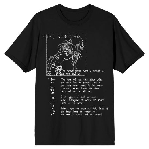 DEATH NOTE - How to Use It Curse Mens Black Tee