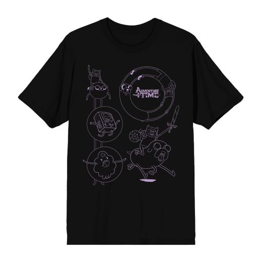 Adventure Time Group Action Shot Black T-Shirt