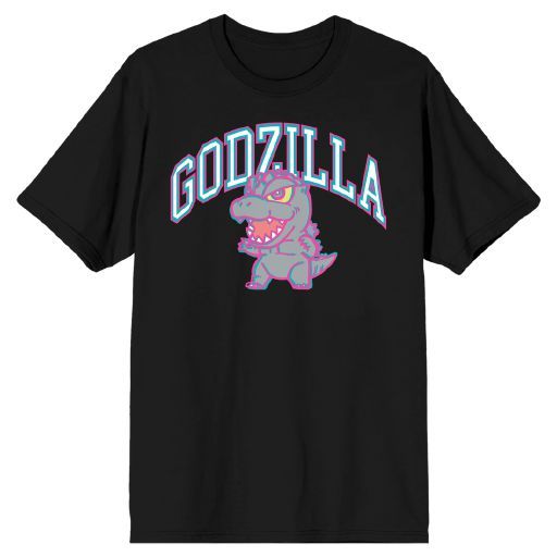GODZILLA - Chibi with Double Outline Mens Black Tee